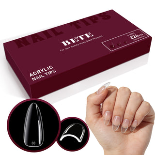 Medium Stiletto Nail Tips-224Pcs 16 Sizes