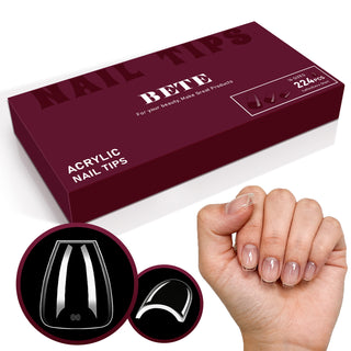 Extra Short Coffin Nail Tips-224Pcs 16 Sizes
