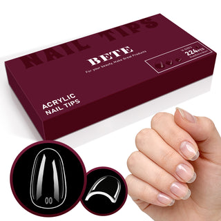 Extra Short Oval Nail Tips-224Pcs 16 Sizes