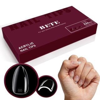 Medium Almond Nail Tips-224Pcs 16 Sizes