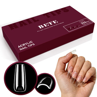 Long Square Nail Tips-224Pcs 16 Sizes