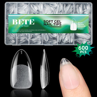 600Pcs Short Square Almonds Nail Tips