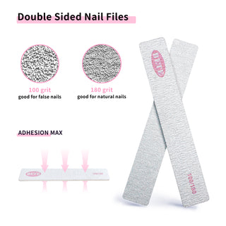 10pcs Professional Nail Files, 100/180 Grit, Double-Sided, Reusable Emery Boards