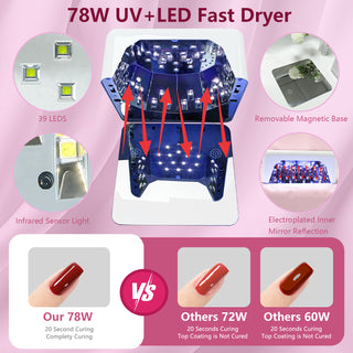 78W Rechargeable UV/LED White Nail Lamp