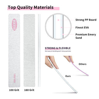 10pcs Professional Nail Files, 100/180 Grit, Double-Sided, Reusable Emery Boards