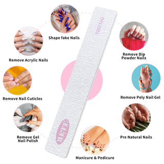 10pcs Professional Nail Files, 100/180 Grit, Double-Sided, Reusable Emery Boards