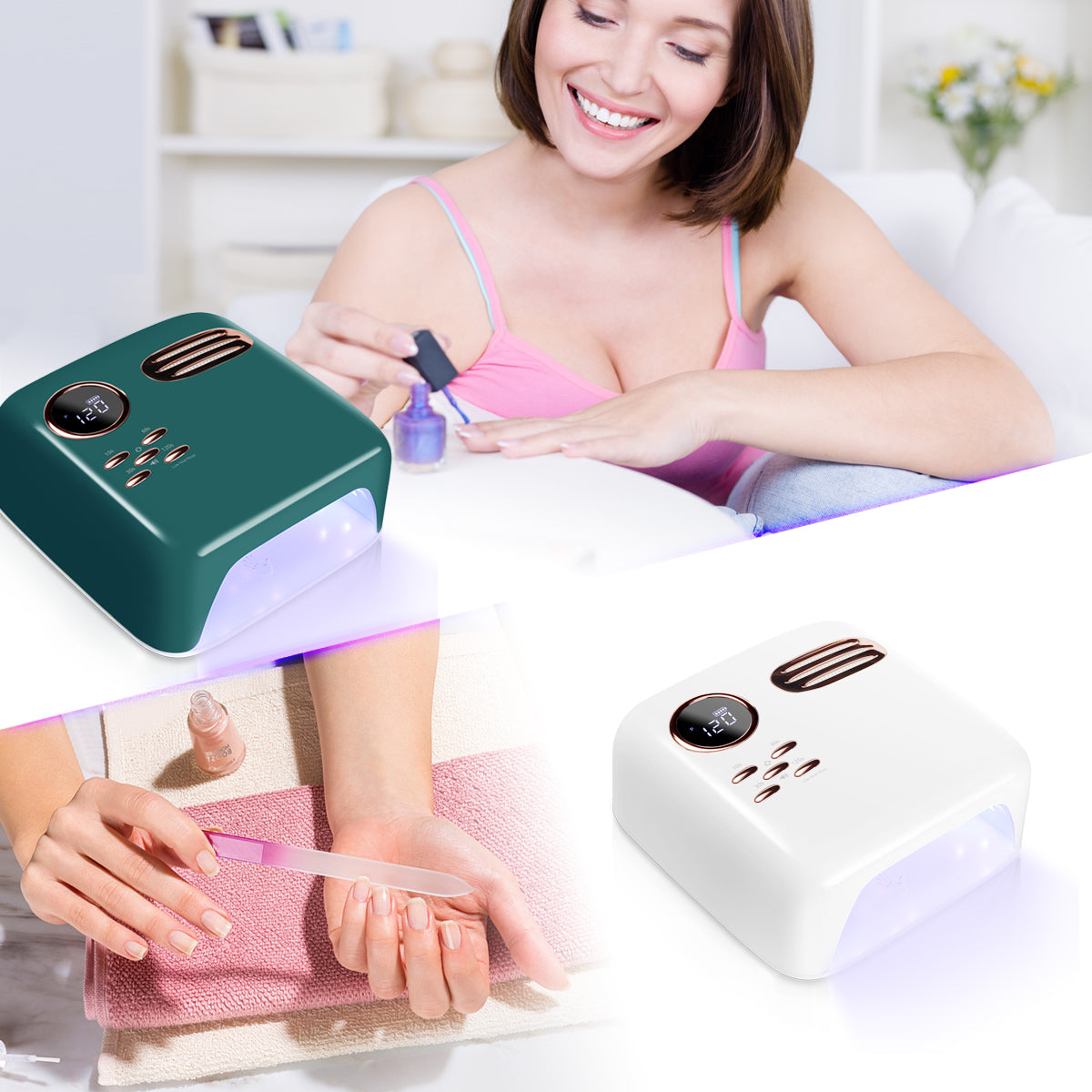 Bete Cordless LED Nail Lamp, Wireless Nail Dryer, 72W Rechargeable LED Nail Light, Portable Gel UV LED Nail Lamp with 4 Timer Setting Sensor and LCD