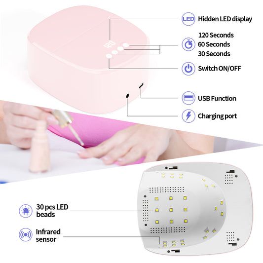 Cordless LED Nail Lamp 60W-Twinkle P30 Pink
